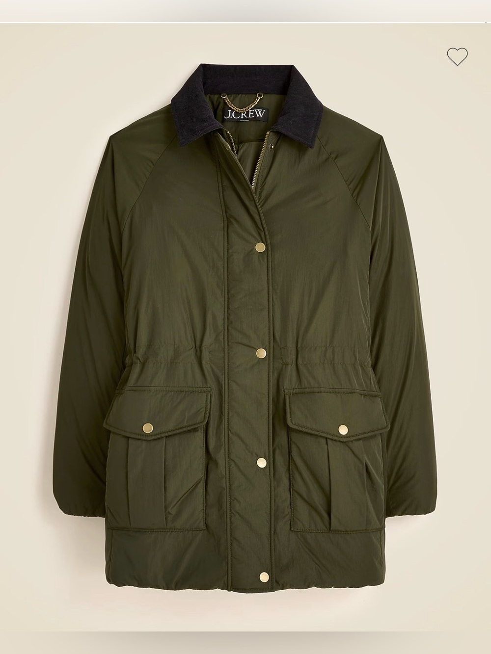 ✨NEW✨ J. Crew Olive Green Puffer Barn Coat with PrimaLoft - M